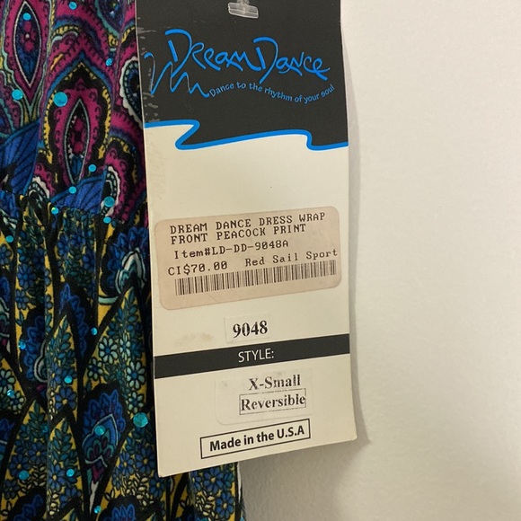 NWT Dream Dance Dress Wrap Front Peacock Print XS - Picture 4 of 4